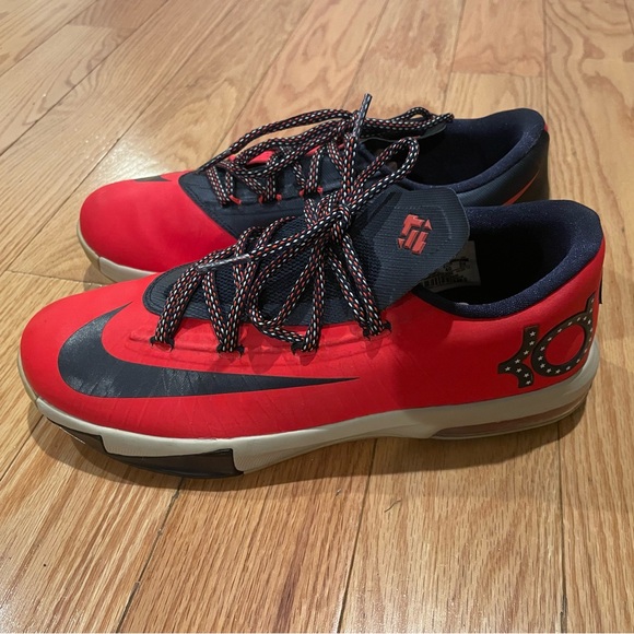 Nike KD 6 Boys Size 7Y Sonic Red Navy Kevin Durant 599477-600 - Picture 1 of 7